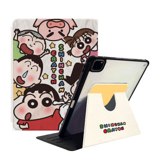 Cartoon Crayon Shin-chan Leather Tablet Sleeve: A Magnetic 360° Rotating iPad Case With Smart Sleep/Wake Pencil Holder
