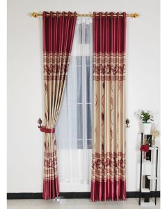 GORDEN JENDELA PINTU Blackout Tebal Mewah Motif Batik Model Smokring Tinggi 230cm