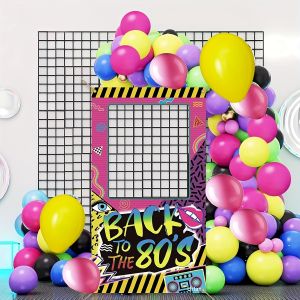 80s Photo Booth Frame Props Funky Disco Rock Recorder Shooting Background Props 90s Birthday Party Decoration Supplies