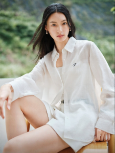 PEACEBIRD | Light Semi-Transparent Textured Long Sleeve Loose White Shirt