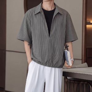 ZHUOCAN | Husband Style Double-layer Look Short Sleeve T-shirt