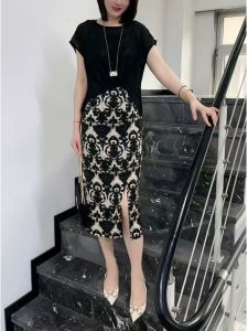 Slimming Fashionable Summer 2025 Womens Short Sleeve Set Casual Dress And Top Two-Piece Ensemble round Neckline Polyester Fiber