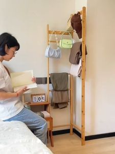 Rak Gantungan Baju Sudut Rak Stand Hanger kayu Rak Baju Portable Rak Pakaian Rak Hanger Sudut