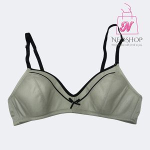 Avon none wire bra Jam light green with black trim and bow detail