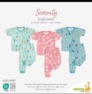 Velvet Junior Set Baju Pendek Celana Panjang Setelan Anak Perempuan 2 3 4 5 6 7 8 9 10 tahun 3pcs