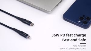 MCDODO Cable Type C to iP 36W Auto Disconnect USB PD Data Original With LED Cabel