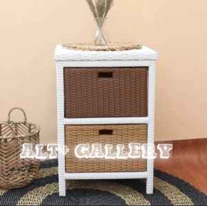 RAK 6 BUFFET LEMARI ROTAN SINTETIS ANYAM RANGKA FULL WARNA