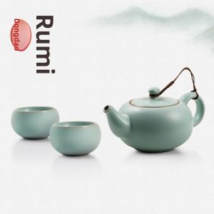 RUYAO | Non-inherited Kungfu Tea Set Celadon with One Pot Two Cups Teal Color