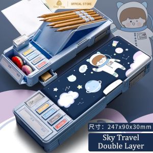 Pencil Box Multifunctional Stationery Storage Box Cartoon Unicorn Astronaut Dinosaur Pencil Storage Kids Gift