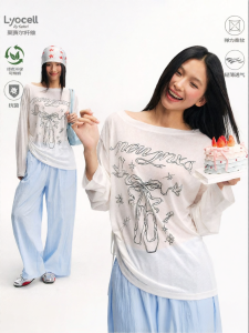 JNXS | Breathable Air-Conditioned Shirt Ballet Dance Shoe Print Long Sleeve T-Shirt
