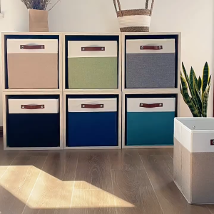 Homepeas® Linen Foldable Storage Basket KALLAX Household Toys Clothing Storage Box Wardrobe Organizer