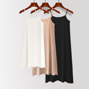Anti-Transparent White Bottoming Suspender Skirt Underdress Womens Summer Fashion Tape Plus Size Inner Wear Dress Lining Mid Length Long Length
