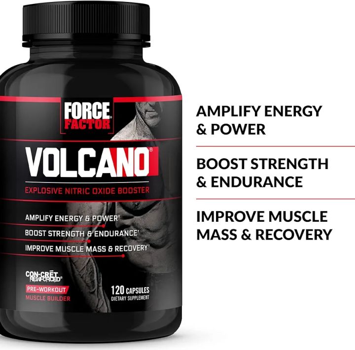 Force Factor Volcano, Explosive Nitric Oxide Booster, 120 Capsules ...