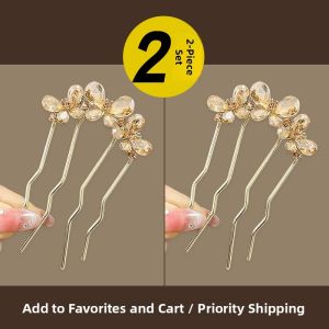 NING ZHOU | Butterfly Rhinestone Hairpin U-shaped Clamp