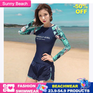 [Sunny Beach] ready stock swimming suit women Swimsuits for Women swimming suit for women 游泳装女 Long Pants shorts Long Sleeve Three piece swimsuit 泳衣 women Large size beach Sunscreen long sleeved swimming wear for women 泳衣女装 swimming suit