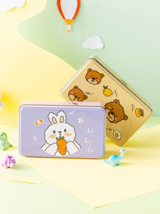 Adorable Rectangular Cookie Box Iron Material Candy Snack Pastry Packaging Small Childrens Packaging Cute Cartoon Design