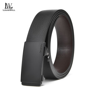 LouisWill Mens Belt Leather Business Leisure Belt Stylish 120CM Belt Automatic Buckle Belt Second-layer Cowhide Waistband Youth Sports Pant Belt Stylish Simple Nice Waistband Durable Belt for Men