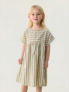 Marc&Janie | Natural Linen Short Sleeve Dress For Girls