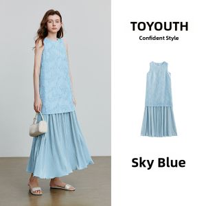 Toyouth | Sleeveless Patchwork Crinkle Dress