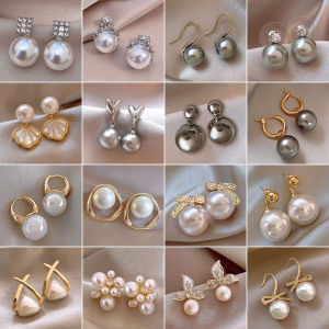 Elegant Pearl Drop Earrings Womens Fashionable Unique Design Luxury Simulated Pearl Dangle Earrings Korean Style Jewelry