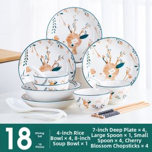 Underglaze Colored Ceramic Decorative Japanese Style Cartoon Gift Bowls
