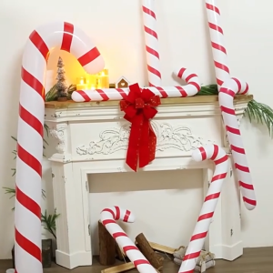 90cm Large Christmas Candy Cane Balloons Santa Claus Crutch Balloon Red White Stripes Foil Balloon Xmas Tree Hanging Aluminum Foil Balloons Wedding New Year Merry Christmas Theme Party Decorations