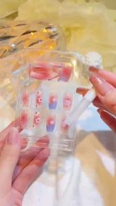 24 Pcs Kuku Palsu Dan Lem Fake Nail Art 3d Kuku Palsu Tahan Air 24 Pcs Kotak Free Lem