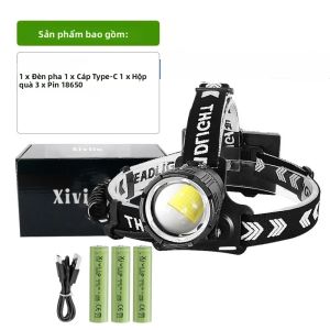 990000000LM XHP360 Đèn Pha LED Có Thể Phóng To Type-C Có Thể Sạc Lại 6000M Tầm Xa Cho Cắm Trại Câu Cá Săn Bắn Khẩn Cấp Đèn Pha Chống Nước Khẩn Cấp