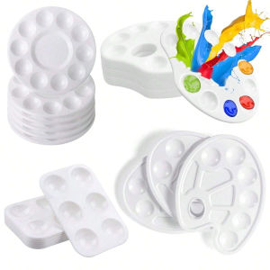 8pcs White Plastic Paint Tray Palettes Watercolor Palette Painting Tray For Painting Party DIY Craft And Art Painting