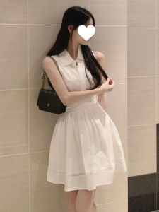 HUIFUXUAN | Trendy Sleeveless Polo Collar Slimming Mini Dress