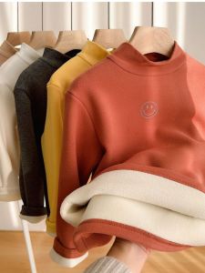 Áo Nỉ Dày Cho Trẻ Em Cổ Cao Lót Lông Cừu Dài Tay Mùa Thu Đông Phong Cách Mới Cho Bé Trai Và Bé Gái Áo Nỉ Thoải Mái