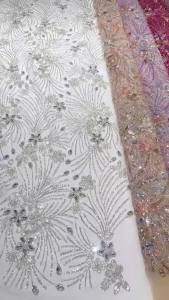 AT2999 Luxury French Tulle Net Lace With Sequins And Beads African Nigerian Embroidered Lace Fabric Lace Fabric For Dress Sewing