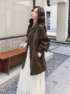 Burgundy Casual Style Workwear Jacket Womens Loose Versatile Autumn New Arrival Fashion Outerwear Pocket Detail Polyester Fiber