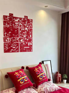 Large Size Wedding Decorations Double Happiness Character Stickers Bedroom TV Wall Decor Couples Room Festive Celebration