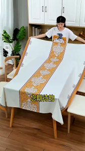 4/6/8 Seats Table Cloth Dining Hotel Tablecloth PVC Waterproof Table Cover Oilproof Desk Cover Wash Free Table Mat for Household