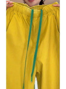 MANMI | Yellow Dopamine Youthful High-Waist Loose Wide Leg Summer Pants