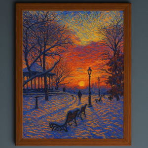 Tranh Nghệ thuật "Bình Minh Trên Tuyết" VIETSMART ART - Acrylic trên toan vải 45 x 60cm