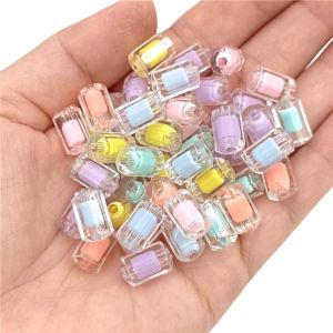 50 Pcs Manik Manik Bulat Kristal Transparan Manik Akrilik Spacer Warna Warni Bening