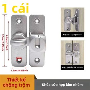 Khóa Cửa Chuồng Bạc Khóa Cửa Trượt Lật 90/180 Độ Cho Vườn Phòng Tắm Hàng Rào Bu Lông Cửa Hợp Kim Nhôm