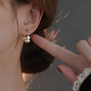 【Ready/COD】 Korean Pearls Dangle Earrings Elegant Beads Drop Hoop Earrings For Women Girls Fashion Jewelry