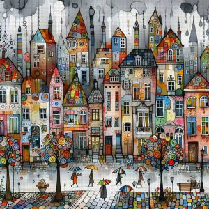 Jigsaw Puzzle for Adults 500/1024PCS 36x36cm Whimsical Town Scenery Paper Puzzle Home Wall Decoration Gift Idea
