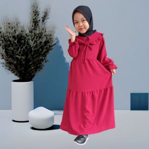 Gamis Anak Perempuan Kekinian Usia 1-9Tahun Bahan Crinkle Airflow