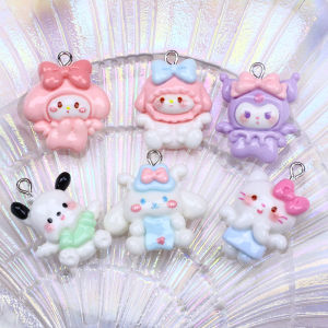 Handmade DIY Ornament Accessories Resin Cartoon Glossy Cute Angel Wings Cat Puppy Earrings Hair Accessories Charm