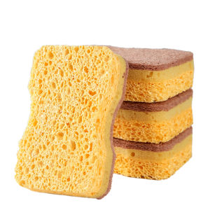 Wood Pulp Cotton Kitchen Cleaning Cloth Sponge Scouring Pad Dishwashing Pot Cleaning Magic Scrubber Absorbent Stain Remover