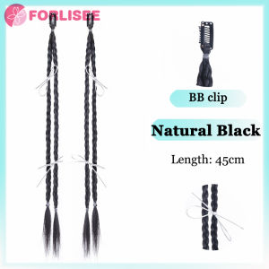 FORLISEE Synthetic Wig Braid Claw Clip New Chinese Ballet Style Ribbon Braided Long Braid Hair Accessories Double Ponytail Wig
