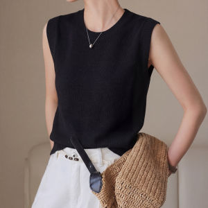 YUEXINYIRONG | French Elegant Sleeveless Lightweight Versatile Slim Knit Tee
