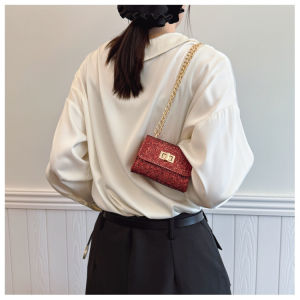 Minimalist Fashion Chain Handbag Womens Underarm Bag Evening Bag Handheld Bag Diamond Embellished Polyester Tote Bag