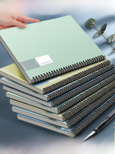 B5 A4 Spiral Bound Notebook Diary Study Supplies Office Meeting Record High School Student Journal Simple Cover Pattern Linen Paper