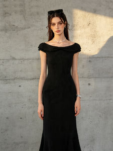 PIAOYA | High Quality Slimming Black Sheath Dress Medium Length