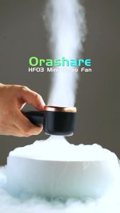 Orashare HF03 Mini Fan Rechargeable Strong Wind 5 Gear Wind High Speed Turbo Fan 4000mAh Battery Mini Electric Fan Digital Display Adjustable Portable Handheld Fan for Outdoor Sports